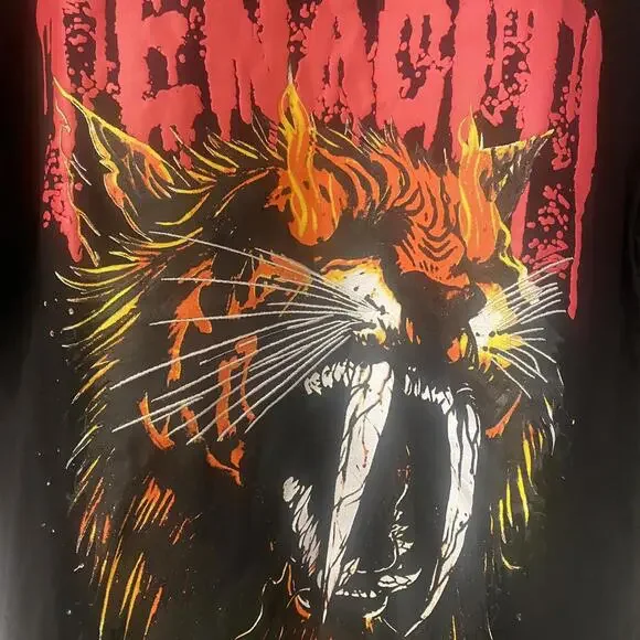 Tenaciti Black “Fire Lion” Graphic T-Shirt – Size M - Picture 2 of 5